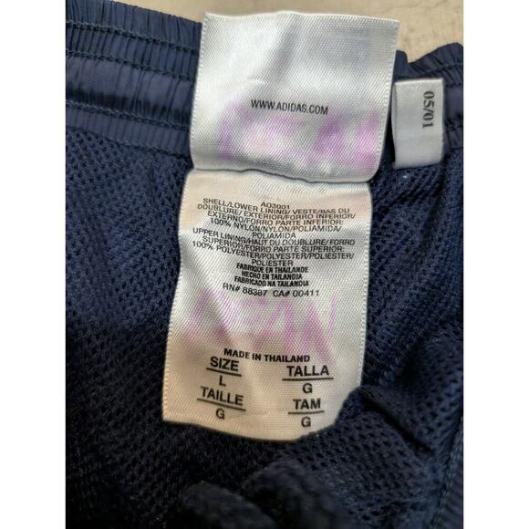 VTG Y2K Adidas Team Track Pants Mens L Navy Mesh Lined Flaws - Picture 7 of 8